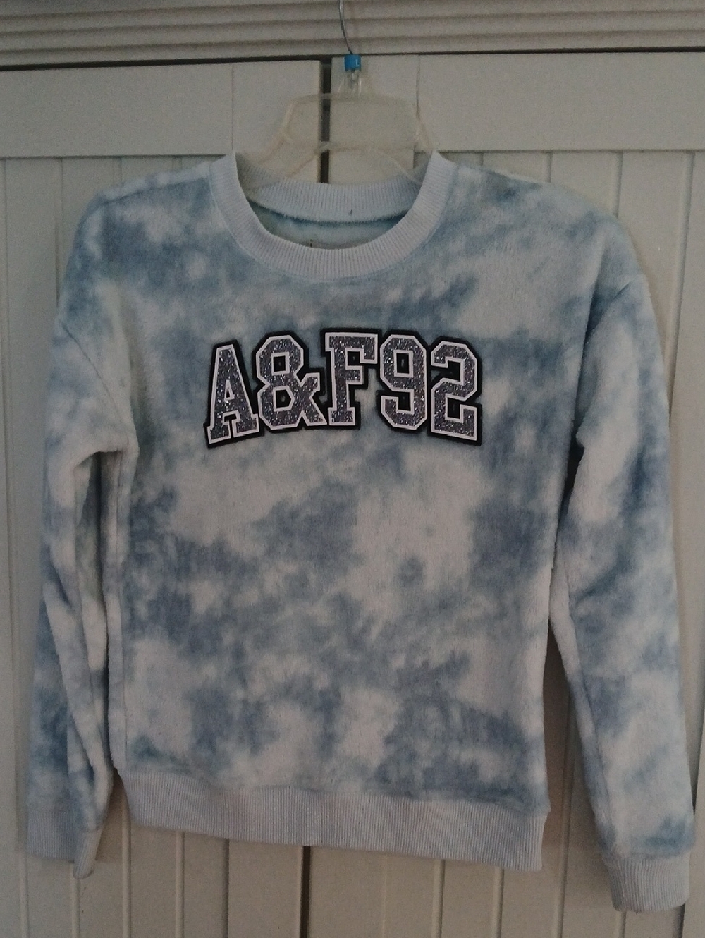 abercrombie kids Blue and White Tie-Dye Sweatshirt with A&F92 Logo